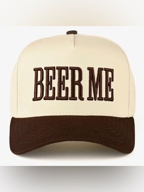 BEER ME Trucker Hat - Cream and Brown